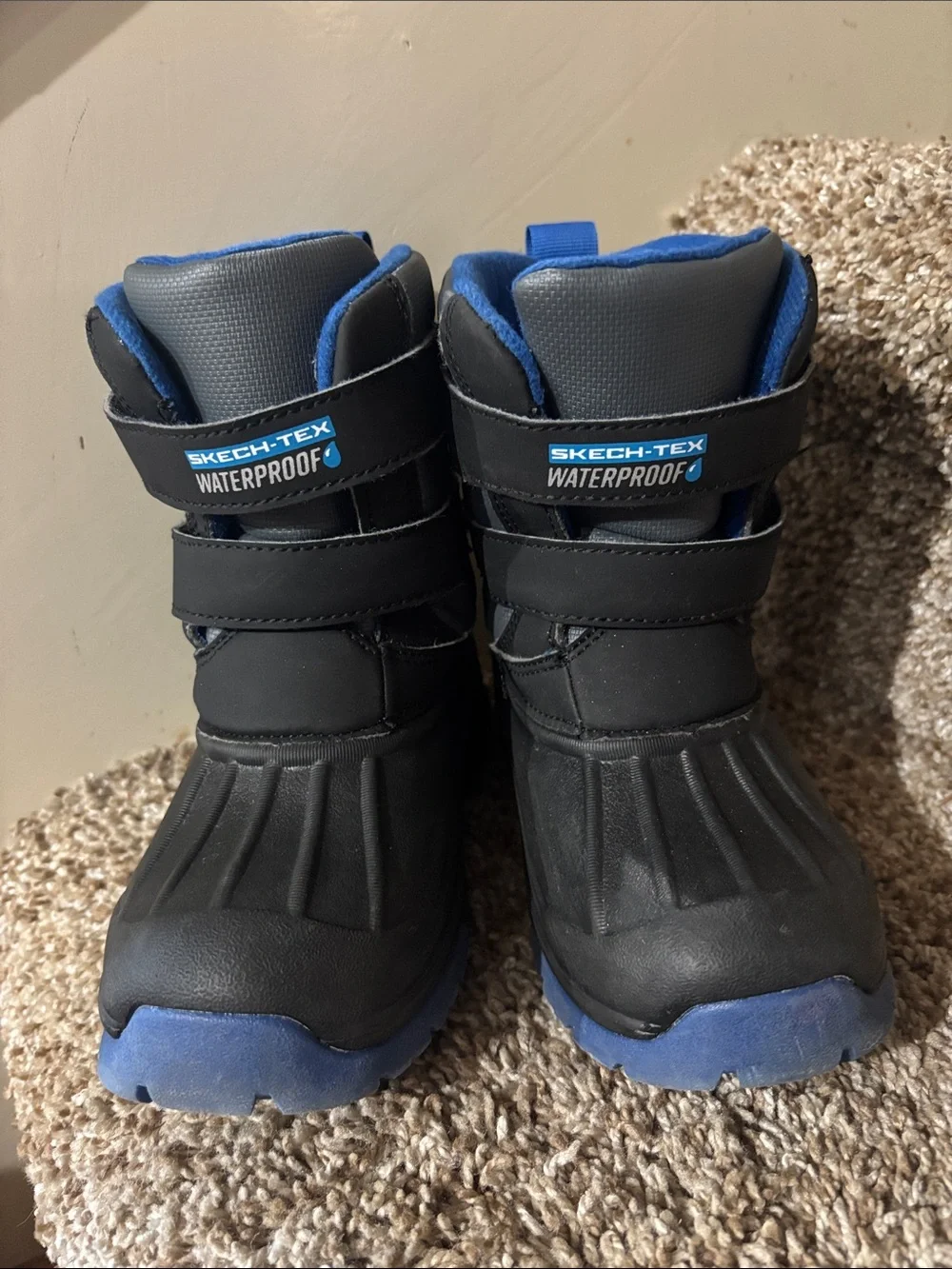 Skechers Black and Blue Kids Waterproof Snow Boots
